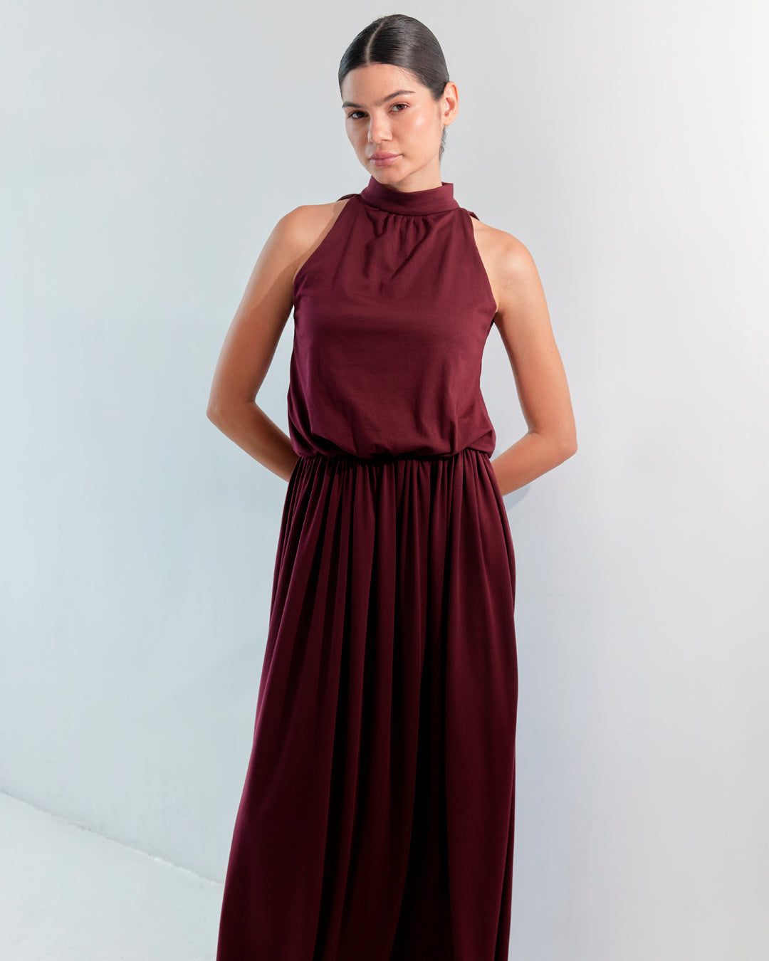 Folded grace dress Wine