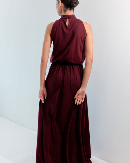 Folded grace dress Wine